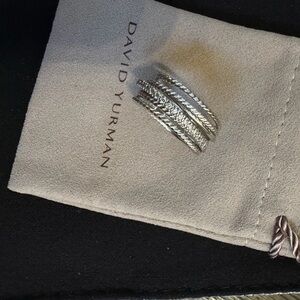 David Yurman Diamond Large Crossover Ring Size 9